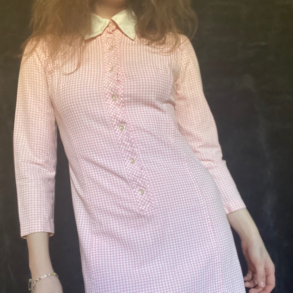 Vintage pink and white checkered mini dress ✨